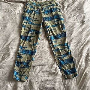 The North Face Olive and Blue Striped Joggers